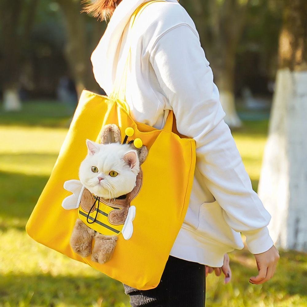 Teddy cat carrier tote bag